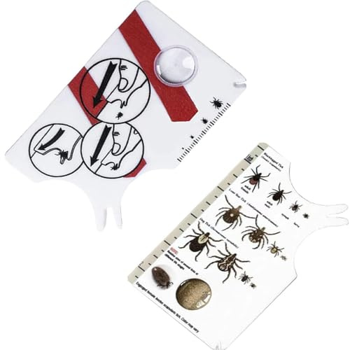 WUBAYI Lot de 2 cartes de retrait de tiques avec loupe, outil de taille de carte de crédit pour animaux domestiques et humains
