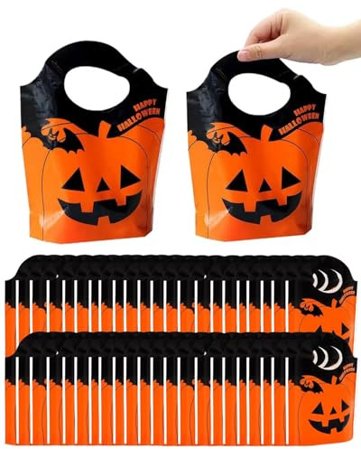 JEXOWIQ 30 Stück Halloween Geschenktüten,Süßigkeiten Tüten, Kürbis Tasche, Trick or Treat Tasche für Kinder Party Deko,Halloween Dekoration,für Maskerade Halloween Fasching Karneval Party Christmas