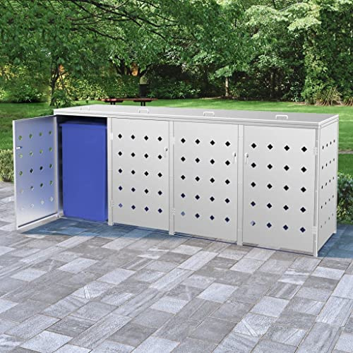 Hommdiy Mülltonnenbox Müllcontainer Garteneimer Edelstahl für 4 Tonnen 240 L Edelstahl