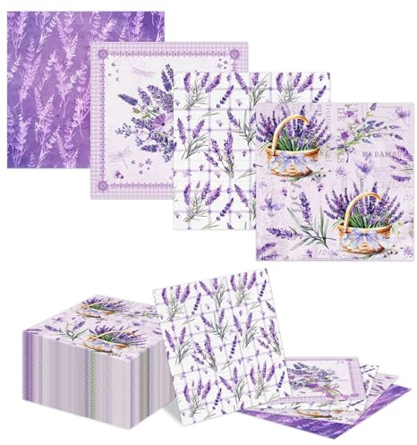 Kotkiddy 40 Lila Lavendel Servietten 3 Lagig 33x33cm Mediterrane Garten Hochzeit Tischdeko Sommerfest Baby Shower Kommunion Taufe Papierservietten Deko Einwegservietten