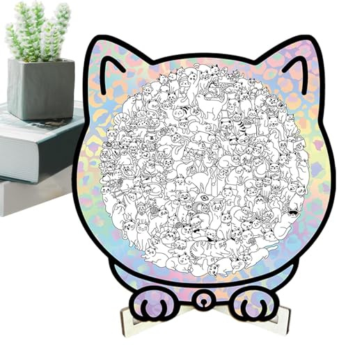 Puzzle-Karte - Puzzle aus Holz in Tierform | Puzzles Mit Katzen | Wanddekoration Für Frauen Männer Kinder Söhne Töchter Teenager Erwachsene Kinder