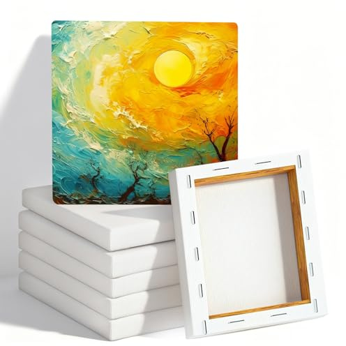 7 Stück Leinwand zum Bemalen, Keilrahmen Leinwände zum Bemalen für Bastler Künstler, Acrylfarben Geeignet, Acryl und Ölgemälde