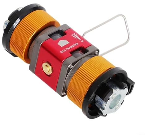 Entgoinggo Camping-Gassparer, Gaskanister-Nachfülladapter, Camping-Visueller Gas-Tank-Konverter mit Doppel-Fenster-Display für Outdoor-Herde, Heizungen (rot)