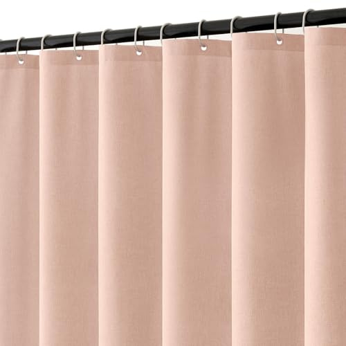 MIULEE Duschvorhang Leinen Texturiert 180x180 cm Rosa Anti Schimmel | Schwerer Hotel Luxus Polyester Wasserdicht Duschvorhänge,Shower Curtain Waschbar Stoff Badvorhang für Badezimmer mit 12 Ringe