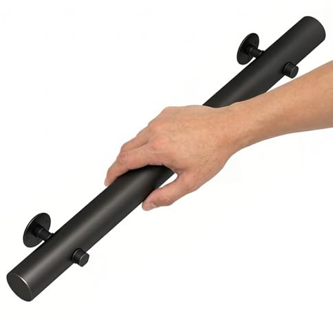 DMCHENGMA Pasamanos de Escalera de Madera para Paredes, barandilla de Escalera Redonda Negra, pasamanos para escaleras Interiores, pasamanos para Exteriores, pasamanos(150cm)