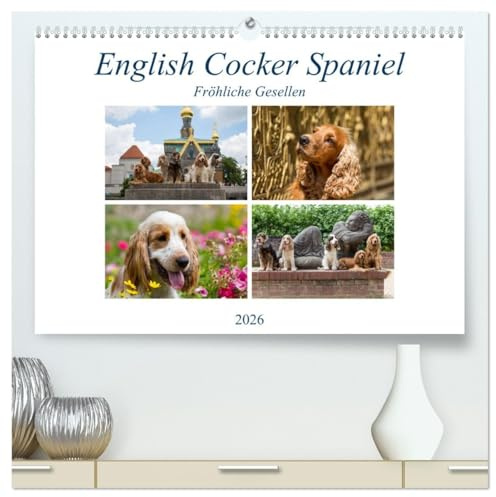 English Cocker Spaniel - Fröhliche Gesellen (hochwertiger Premium Wandkalender 2026 DIN A2 quer), Kunstdruck in Hochglanz: Immer lächelnde English Cocker Spaniel (CALVENDO Tiere)