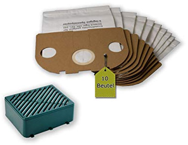 eVendix Filterset kompatibel mit Vorwerk Tiger/Kobold 251, 252: 10 Staubsaugerbeutel + 1 Aktiv-Filtersystem
