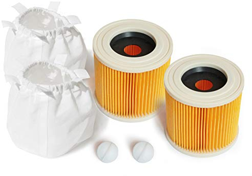 MI:KA:FI 2x Patronenfilter mit 2x Filterschutz | für Kärcher Mehrzwecksauger + Nass-/Trockensauger + Waschsauger | WD2 + WD3 + WD3.200 + WD3.300 M + WD3.500 P + SE 4001 + SE 4002 | wie 6.414-552.0