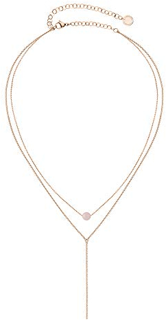 Liebeskind Berlin Layer-Kette aus Edelstahl mit Rosenquarz IP Roségold LJ-0563-N-45
