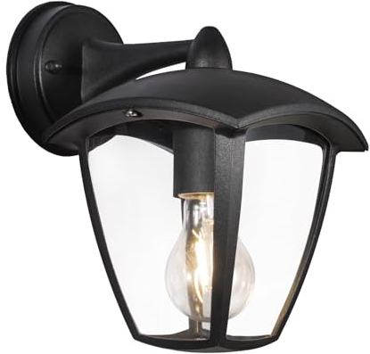 Aigostar Applique da Esterno E27 Lampade da Esterni Impermeabile IP44 Appliques da Esterni con paralume trasparente per balconi, corridoi, Moderno B (lampadine non incluse)