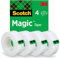 Scotch Magic Tape - 4 Rollen, 19 mm × 33 m - Unsichtbares Klebeband für allgemeine Zwecke zur Reparatur, Etikettierung und Versiegelung von Dokumenten