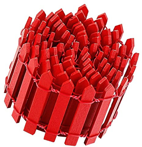 eexuujkl Petit 1M Miniature Bois Clôture Pot Décoration Ferme Jardin Décoratif Paysage Barrière Ménage Intérieur Extérieur, Rouge, 100 x 5 cm