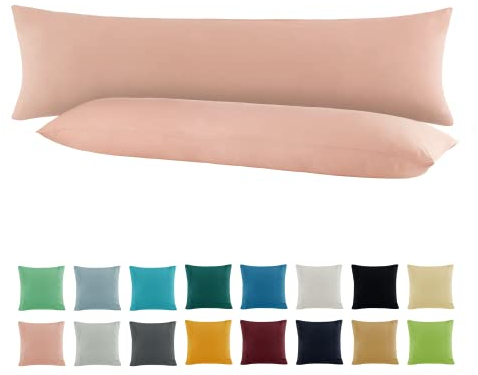 SHC by BaSaTex 2er Pack Jersey Kissenbezüge Kissenhüllen | Kopfkissenbezug aus 100% Baumwolle | 40x145 cm Seitenschläfer Kissenbezug | Farbe Altrosa Rosa