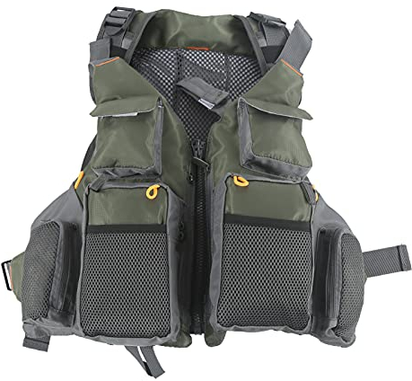 Alomejor Weste mit Mehreren Taschen, Anglerweste mit Schwimmpolster und Verstellbarem Schultergurt