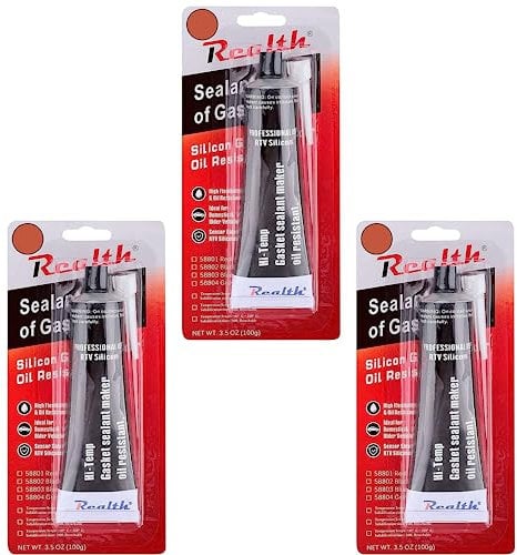 Realth Silicone Gasket Joint Maker 3 Pièce Haute température RTV 3,53 onces Rouge Ultra résistant à l'huile Joint de Bride Haute résistance pour la réparation de Motos Automobiles (SG213)