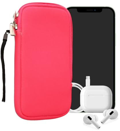 kwmobile Handytasche für Smartphones XXL - 7 - Neopren Handy Hülle Neon Pink - Handy Tasche 17,7 x 8,5 cm Innenmaße