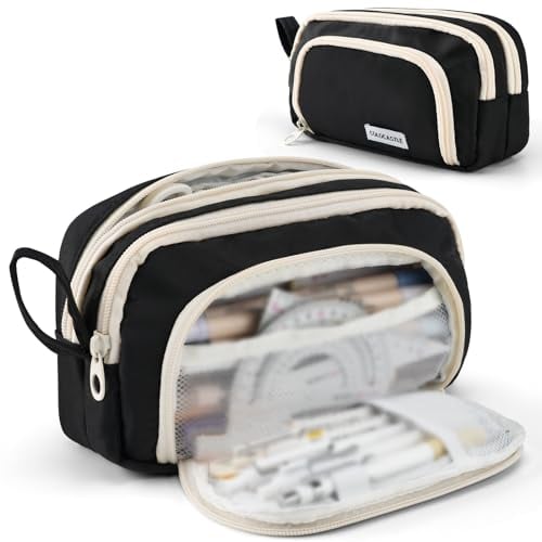COLOCASTLE Federmäppchen Mäppchen mit 3 Fächer Federtasche große Kapazität Federmappe Mädchen Junge Teenager Erwachsene Schlamppermäppchen Pencil Case mit Tragegriff für Schule Büro