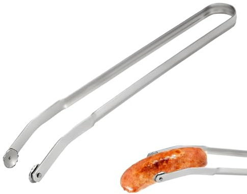 Grillzange Edelstahl | 15 Zoll Grillwurst Grillzange Edelstahl | Küche Fleischzange Mit Glatten Rollen Auf Der Oberseite, Gebogene Küchenzange Für Den Elektro-, Kohle- Oder Gasgrill Leichte Küchenzang
