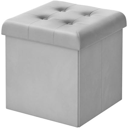 WOLTU Sitzhocker mit Stauraum Sitzwürfel Sitzbank faltbar Truhen Aufbewahrungsbox, Deckel abnehmbar, Gepolsterte Sitzfläche aus Samt, 37,5x37,5x38CM(LxBxH), Hellgrau