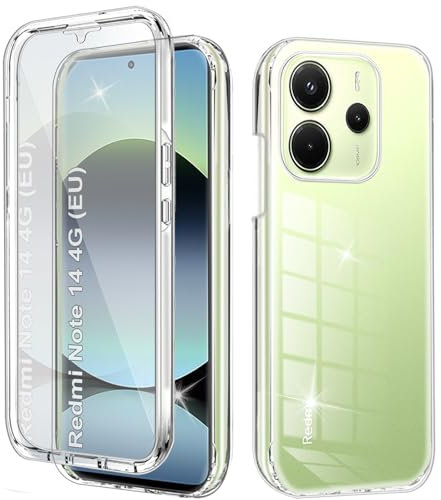Coque pour Redmi Note 14 4G (EU) Antichoc Housse pour Redmi Note 14 Coque avec Protège-écran 360 Full Body Protection Etui Robuste Double Face Transparent TPU Coque pour Redmi Note 14 4G (EU), Clear