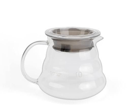 DIYCUT Cafetière en Verre, Pichet à Café en Verre, Verseuse Cafetiere Universelle, Théière en Verres Transparent, pour Café Filtre, Infusion à Froid, Boissons Chaudes, Maison et Burea(360ml)