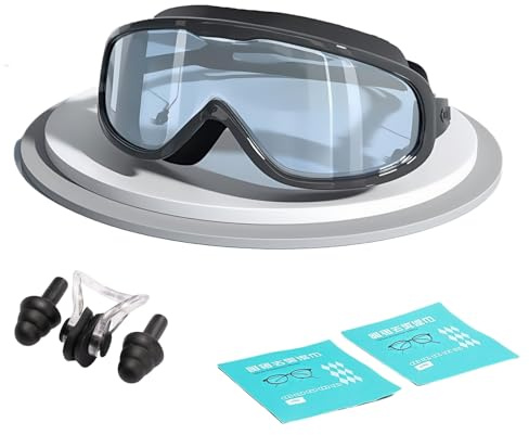 HSTWODE 1 masque de natation anti-buée avec correction visuelle de -1,5 à -8,0, lunettes de natation anti-buée et protection UV, lunettes de natation polarisées, convient pour homme et femme (noir