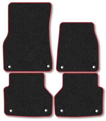 Audi A6 (2018-2025) Carpet Car Mats | Red Edge Trim Tailored Fit Floor Mats Full Coverage Protection Accessories Easy Clean Anti Slip Made in the UK