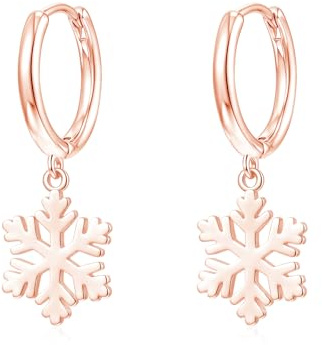 Loutade Weihnachten Ohrringe Silber 925, Hypoallergen 925 Sterling Silber Creolen mit Schneeflocke Anhänger, Leichte Silber Schneeflocke Ohrringe Creolen Für Damen Mädchen, Geschenke zum Weihnachten