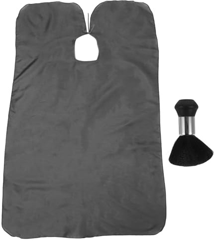 jojofuny Hair Cutting Cape Set 2pcs Black Salon Barber Cape Smock with Neck Duster Brush Adult Hairdressing Apron for Home and Professional Barbershop Use