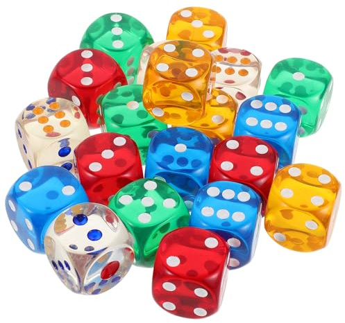 SOIMISS 20stücke Farbige Acrylwürfel Würfel für Brettspiele und Lernmaterialien mit Punkten für Spiele Mathematikunterricht und Partys