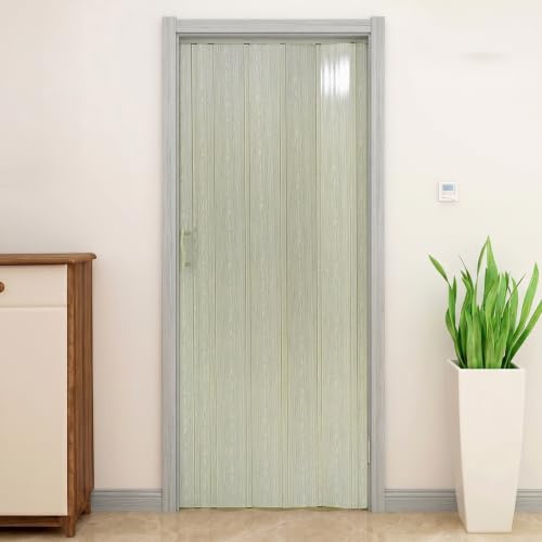 Plastic Foldable Sliding Door, Internal Folding Door Panel with Handle, Space Saving Room Divider (Ivory, Thickness 12mm)