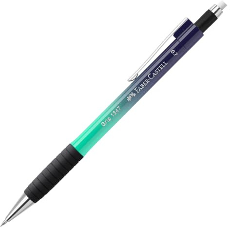 Faber-Castell - Druckbleistift Grip 1347 Buzzing Blue | Feinminenstift 0,7 mm mit Radierer und ergonomischer Griffzone für Schule, Büro und Alltag