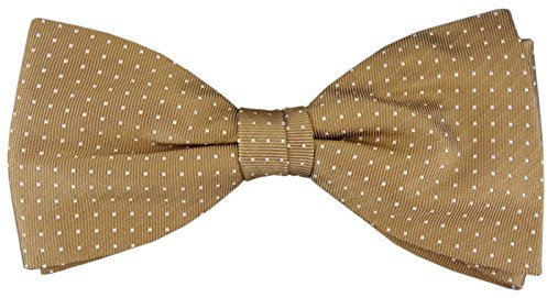 TigerTie Seidenfliege in camel gold silber gepunktet gemustert - Fliege 100% pure Seide + Aufbewahrungsbox