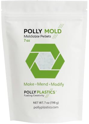 Professional-Grade Moldable Plastic Pellets by Polly Plastics - Cosplay & Hobbyist Supplies for Crafting, Repairs, and More - Re-Seal Bag with Idea Booklet (7 oz)