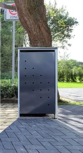 Srm-Design 1 Mülltonnenbox Modell No.4 Anthrazitgrau für 240 Liter Mülltonnen/witterungsbeständig durch Pulverbeschichtung/mit Klappdeckel und Fronttür