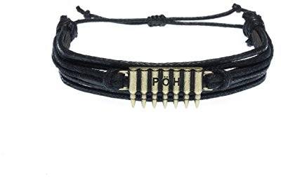 Remi Bijou Gök-Türk Lederarmband Armband für Herren Unisex 'PÖH' Polis Özel Harekat mit Kugeln Türkische Polizei - schwarz