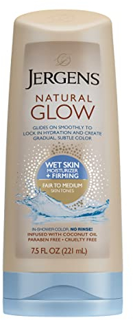Jergens, Natural Glow, Wet Skin Moisturizer, Straffend, Fair to Medium, 221 ml