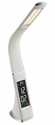 Globo LED Tisch Lampe Leuchte Chrom Touch Dimmer Uhr Wecker Flexo Farben Fixierbar, 58333