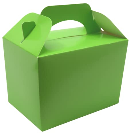 Lotus 20 x Children/Kids Plain Coloured Party Boxes Carry Food Meal Fun Picnic Birthday Wedding Favour/Baby Shower Party Halloween Trick or Treat Box Loot Bag (Neon Green)