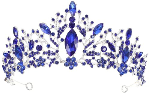 Lurrose Krone Barock bezaubernde Strass Prinzessin Königin Brautschmuck Diademe Tiara für Hochzeit Party Geburtstag (blau)