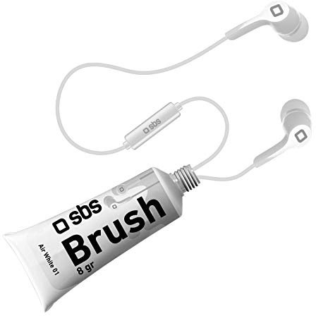 SBS Brush Stereo Headset in Farbtube, 3,5mm Klinkenkabel integriertes Mikrofon, Antworttaste, weiß