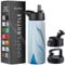 Triple Insulated Stainless Steel Water Bottle with Straw Lid - Flip Top Lid - Wide Mouth Cap (750 ML) Insulated Water Bottles, Keeps Hot and Cold - Great for Hiking & Biking (Exquisite Blue Marble)