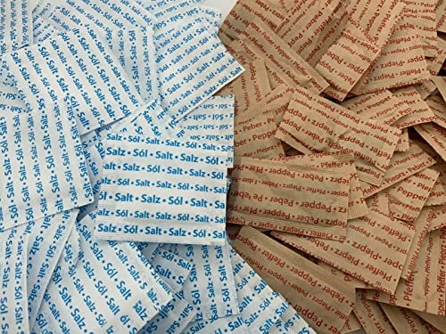 Great British Market Salt & Pepper Sachets - 200 Count (Pack of 1) Plastic Shaker