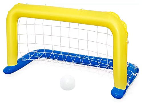 Tradineur - Portería de Waterpolo Hinchable con Pelota, Flotante, inflables para Piscina, diversión, Verano, 76 x 142 cm, diseño Aleatorio