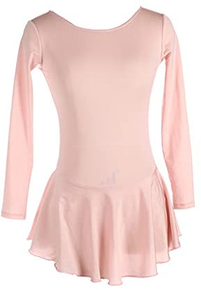 EIS Eiskunstlauf Rollschuh Kleid Mädchen Frauen Lange Ärmel Wettbewerb Gymnastik Handgemacht Ballett Tanzen Rock Trikot (Color : Pink, Size : S)
