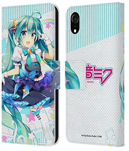 Head Case Designs Officially Licensed Hatsune Miku Stars And Rainbow Graphics Leather Wallet Case Compatible With Apple iPhone XR