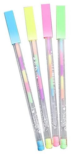 TOSSPER 4 Stücke Regenbogen Farbe Gel Stift 6 in 1 Farbstifte DIY Album Foto Dekoration Highlighter Marker Stift Bürobedarf
