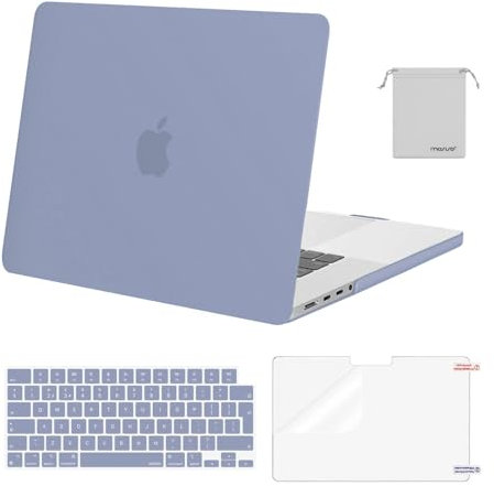 MOSISO Funda Compatible con MacBook Pro 16 Pulgadas 2024 2023 2022 2021 M4 M3 M2 M1 A3403 A3186 A2991 A2780 A2485 Pro MAX, Carcasa&Teclado Tapa&Protector Pantalla&Almacenaje Bolsa,Gris Lavanda