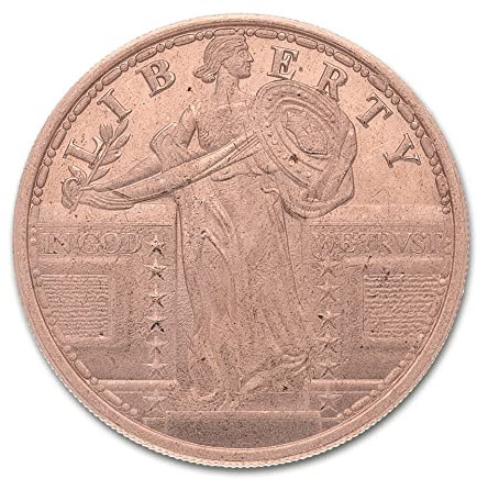 1 Unze (AVDP) .999 fein Kupfer Standing Liberty