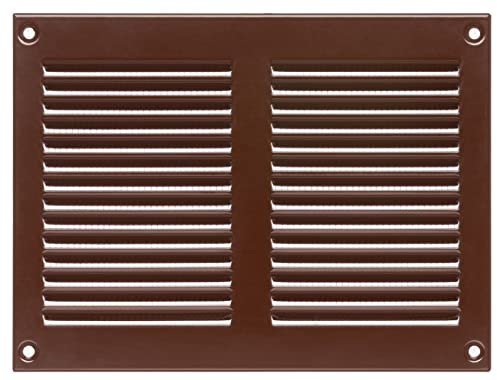 LIRAST 200x150mm / 8x6 inch Brown Metal Ventilation Grille - Air Vent Cover with Insect Mesh